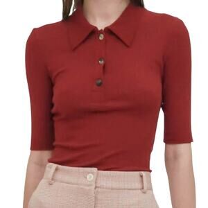 Rosetta Getty Maroon Red Organic Mercerized Cotton Polo Shirt size XS NEW Tags